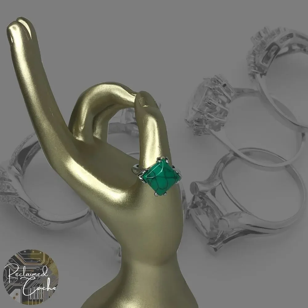 Turquoise Large Diamond Shaped Ring - Size 6.5